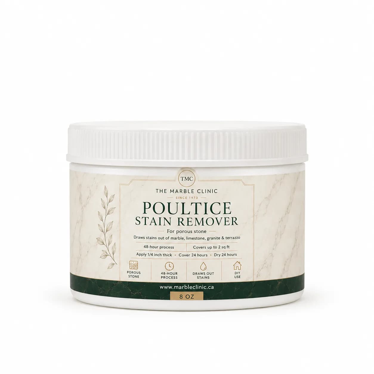 Poultice stain remover jar for natural stone