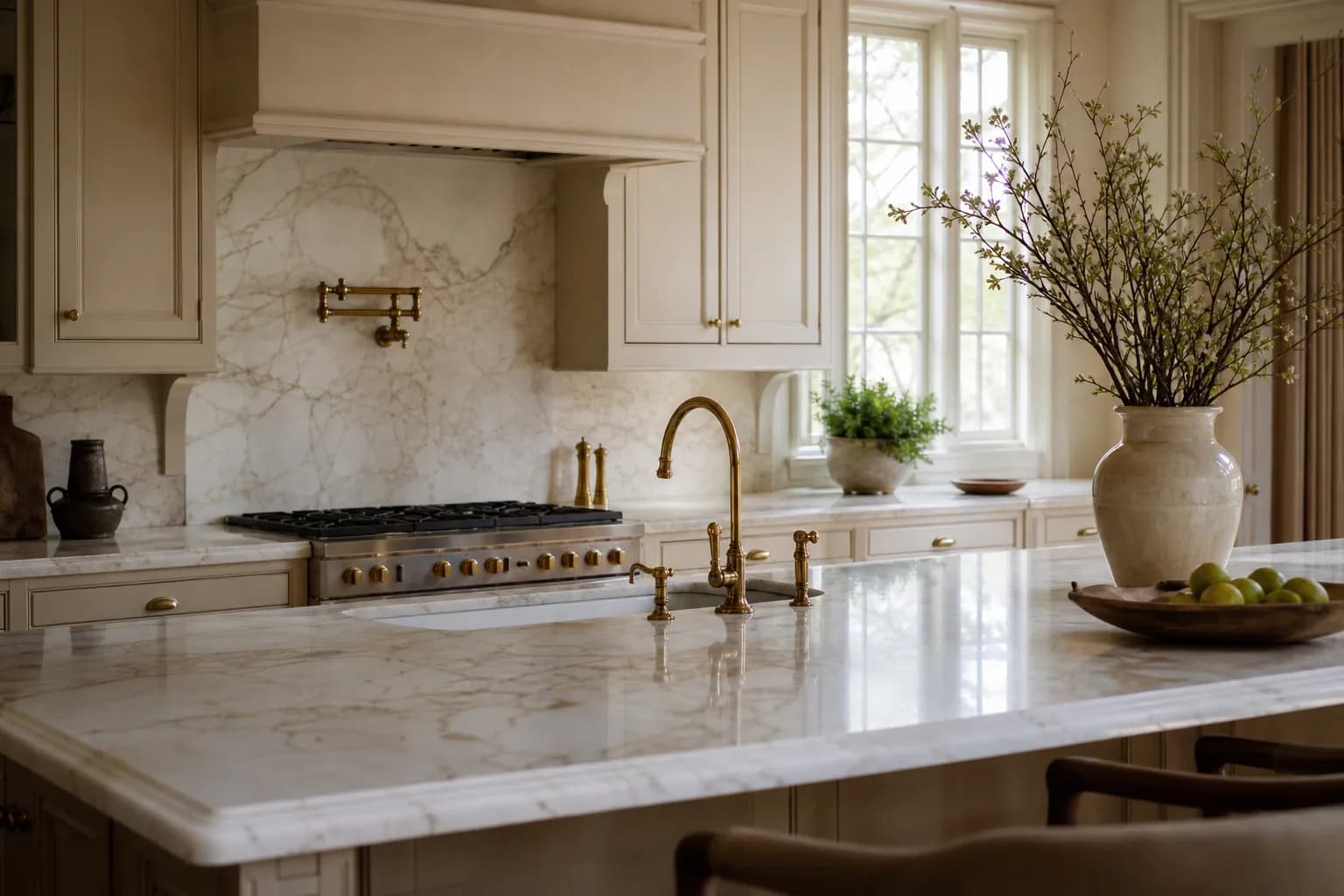 Polished marble kitchen