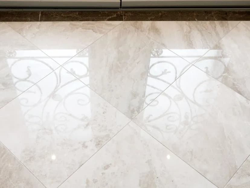 Dull marble foyer floor, after
