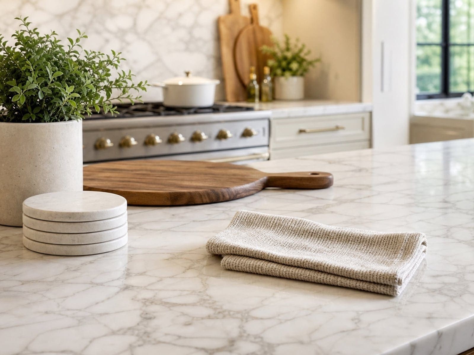 Marble surface under warm light