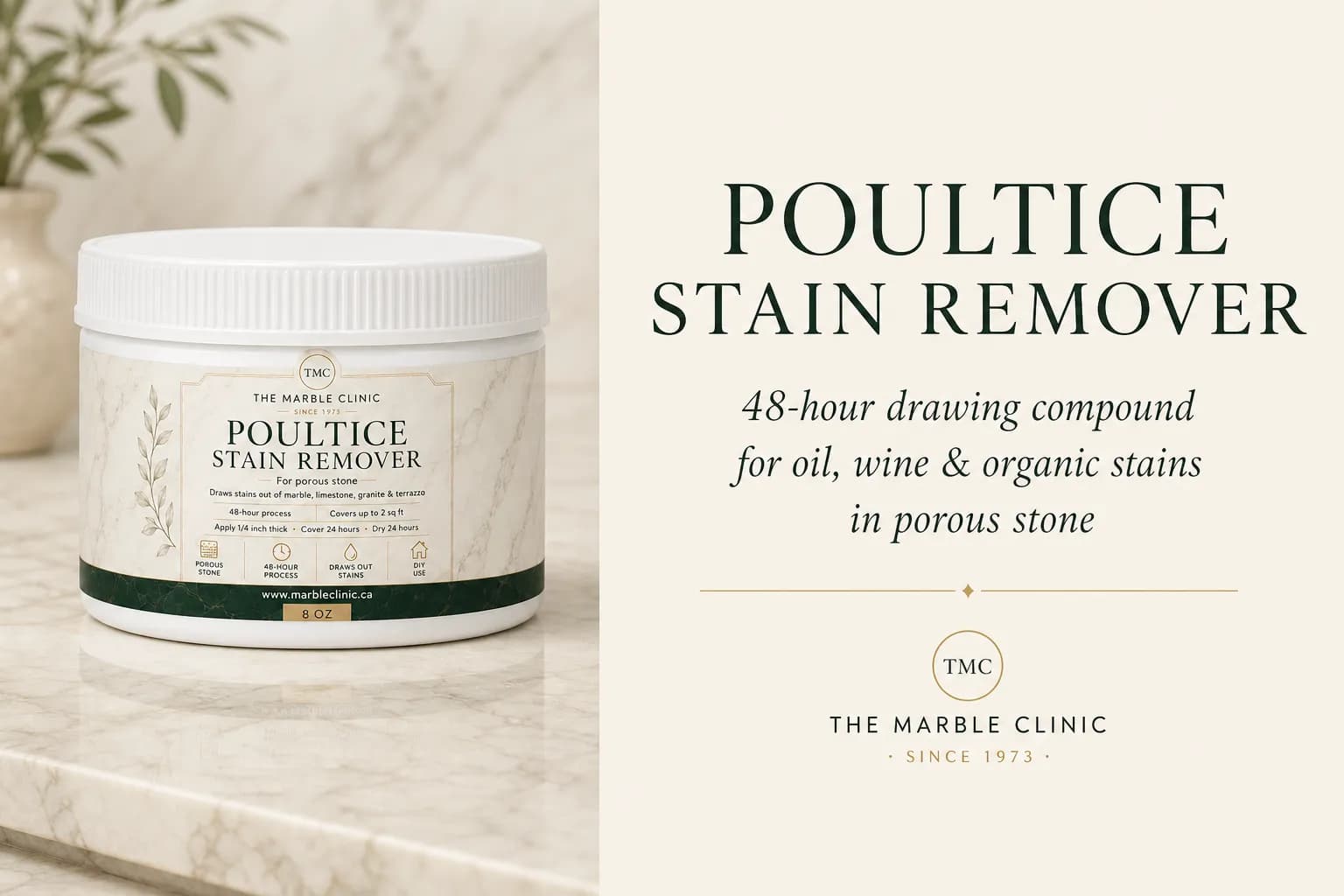 Poultice Stain Remover for oil, wine, and other stains that have soaked into stone