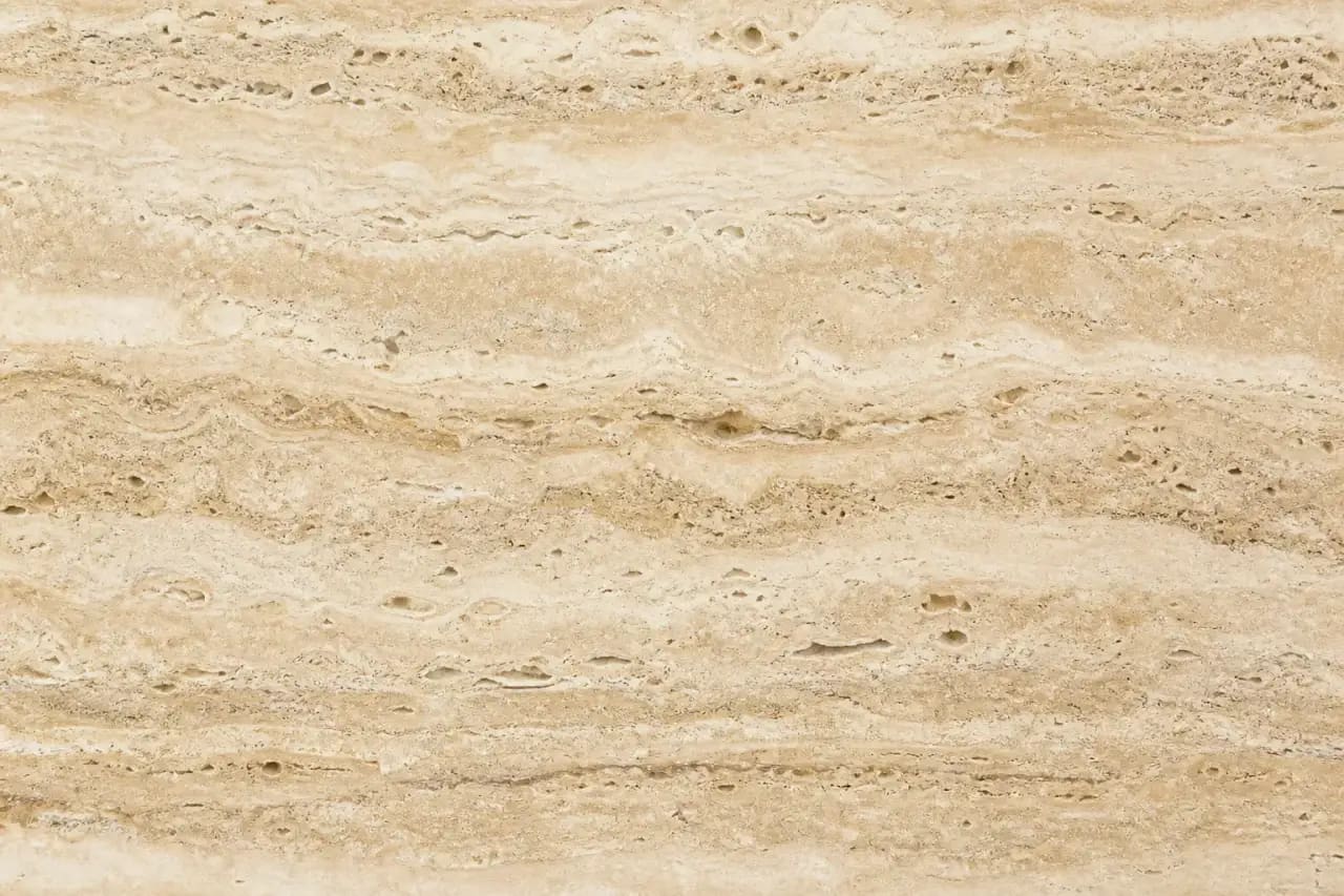 Restored travertine floor with filled and honed surface