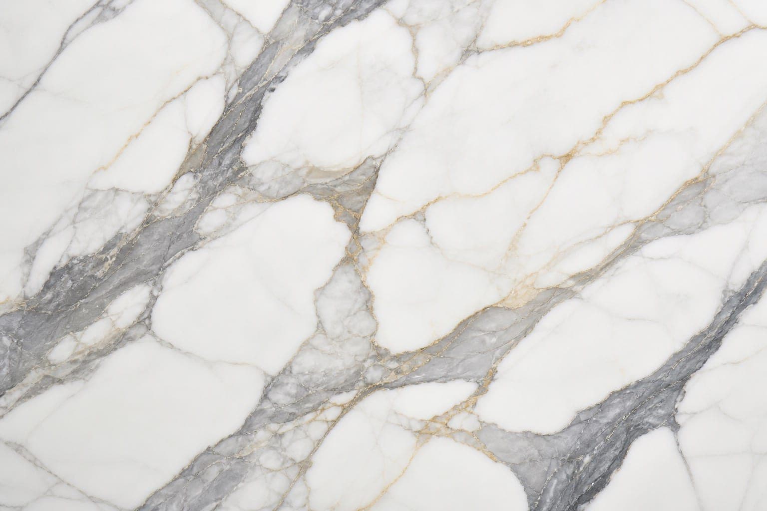 Calacatta-style white marble with bold veining