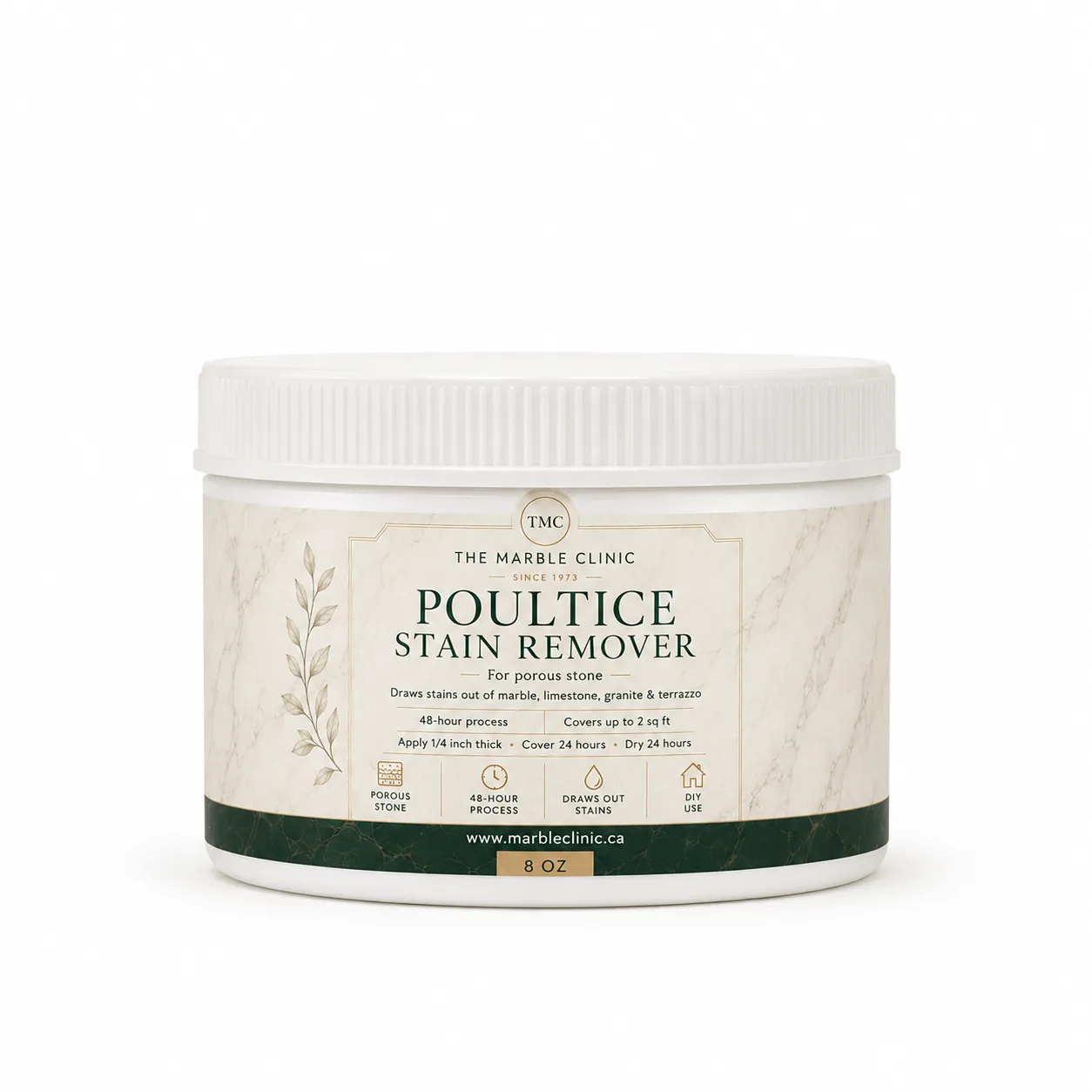 Poultice stain remover jar for natural stone